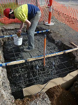 Preparing reinforcing for a pylon sign footing