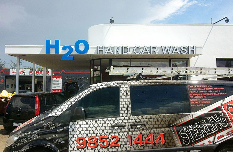 H2O car wash 3D sign